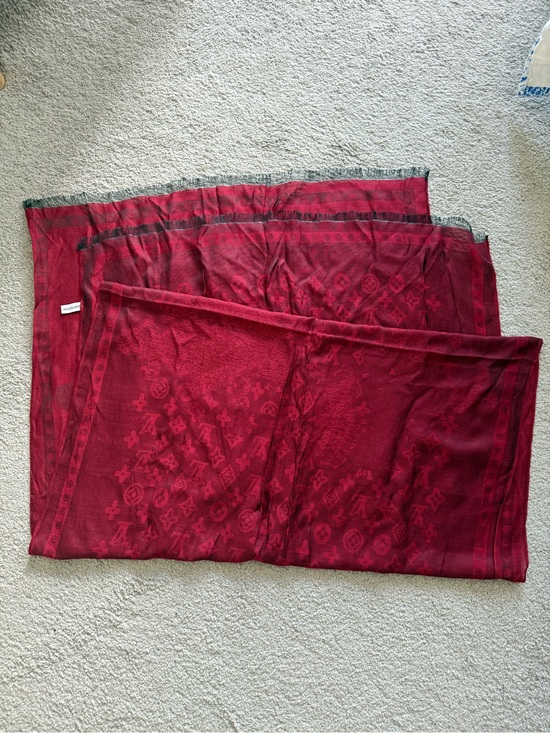 Louis Vuitton Accessories - Louis Vuitton Vintage Deep Wine Red Burgundy Monogram Scarf 100% Silk